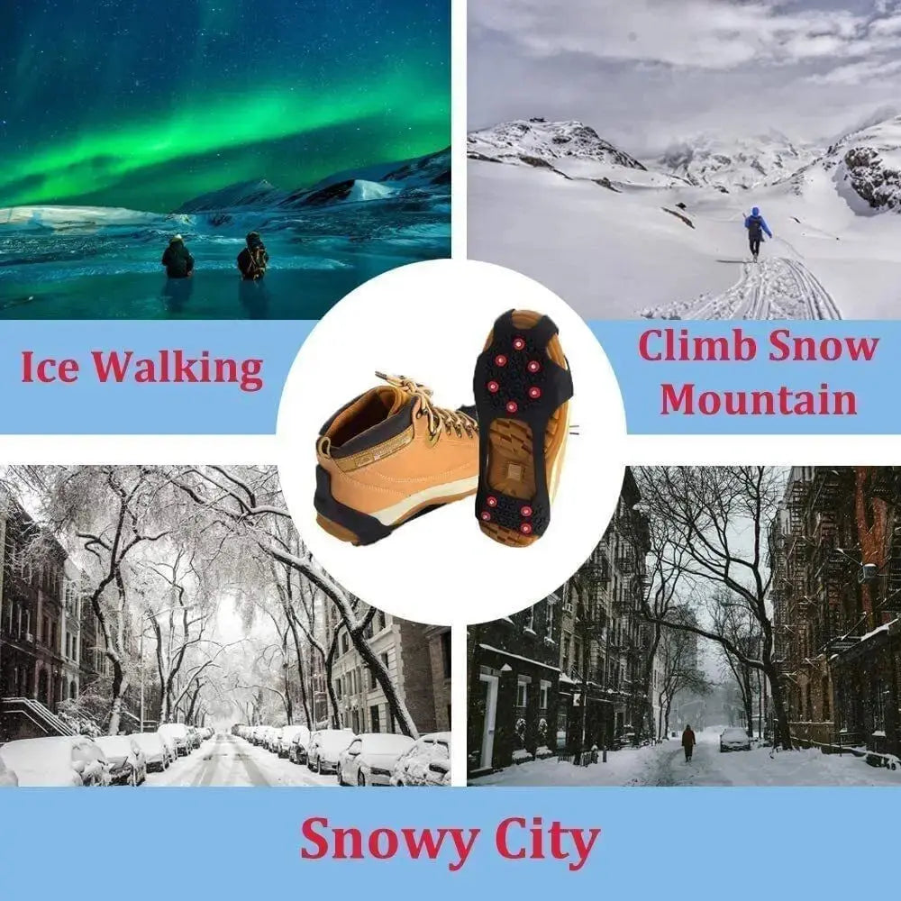 1Pair 10-Stud Snow Ice Claw Climbing Anti Slip Spikes Grips Crampon Cleats Sport Shoe Cover For Women Men Boots Cover Anti-Skid Pulsify