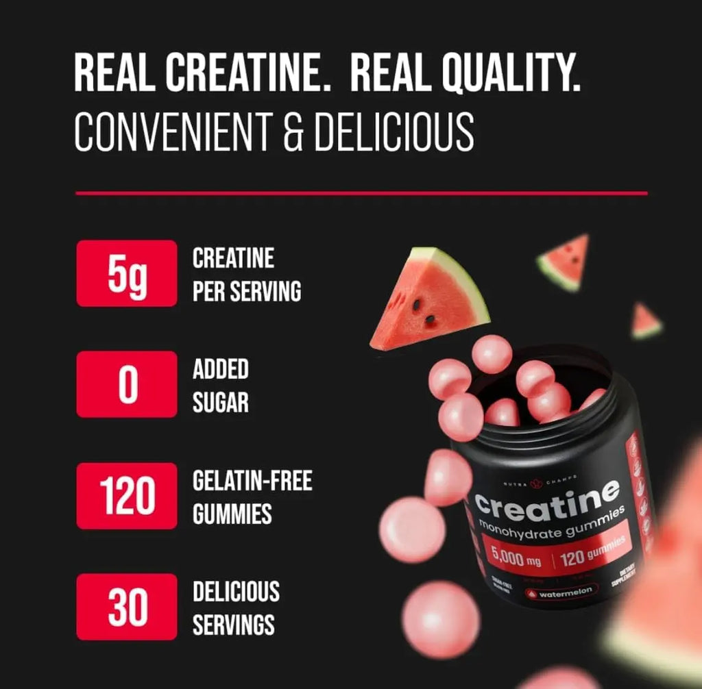 Creatine Gummies – Creatine Monohydrate – 120 Gummies (1250 mg Each) Masterpiece Foods