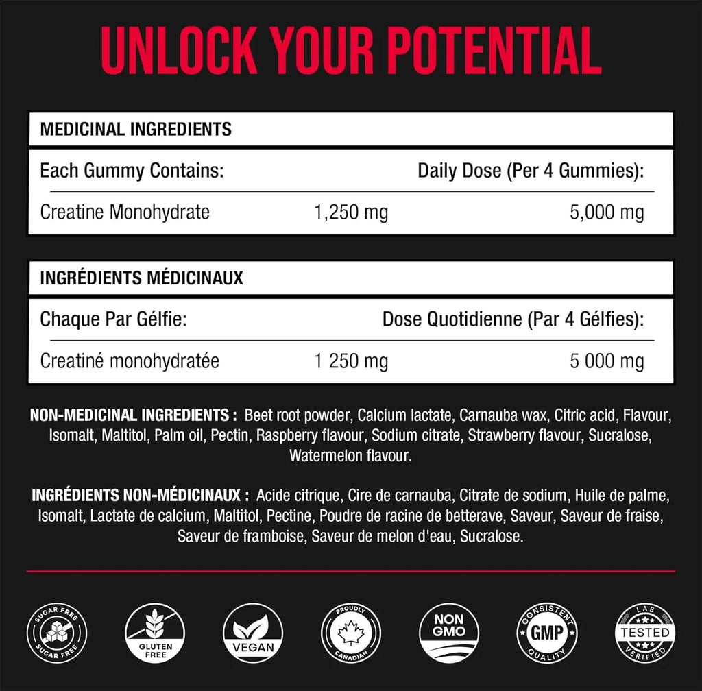 Creatine Gummies – Creatine Monohydrate – 120 Gummies (1250 mg Each) Masterpiece Foods