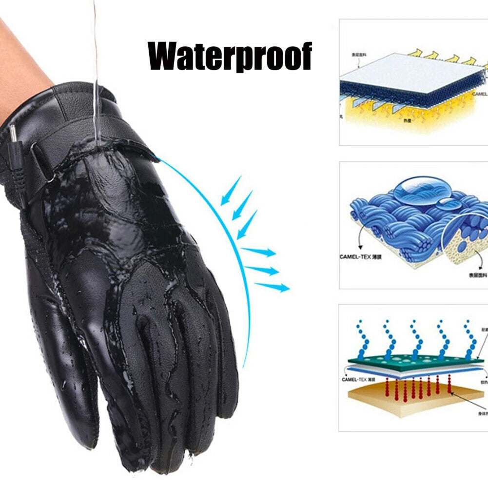 Winter Heated Gloves Waterproof Cold-Resistant USB Electric Heating Gloves Windproof Thermal Hand Warmer For Cold Weather Gift